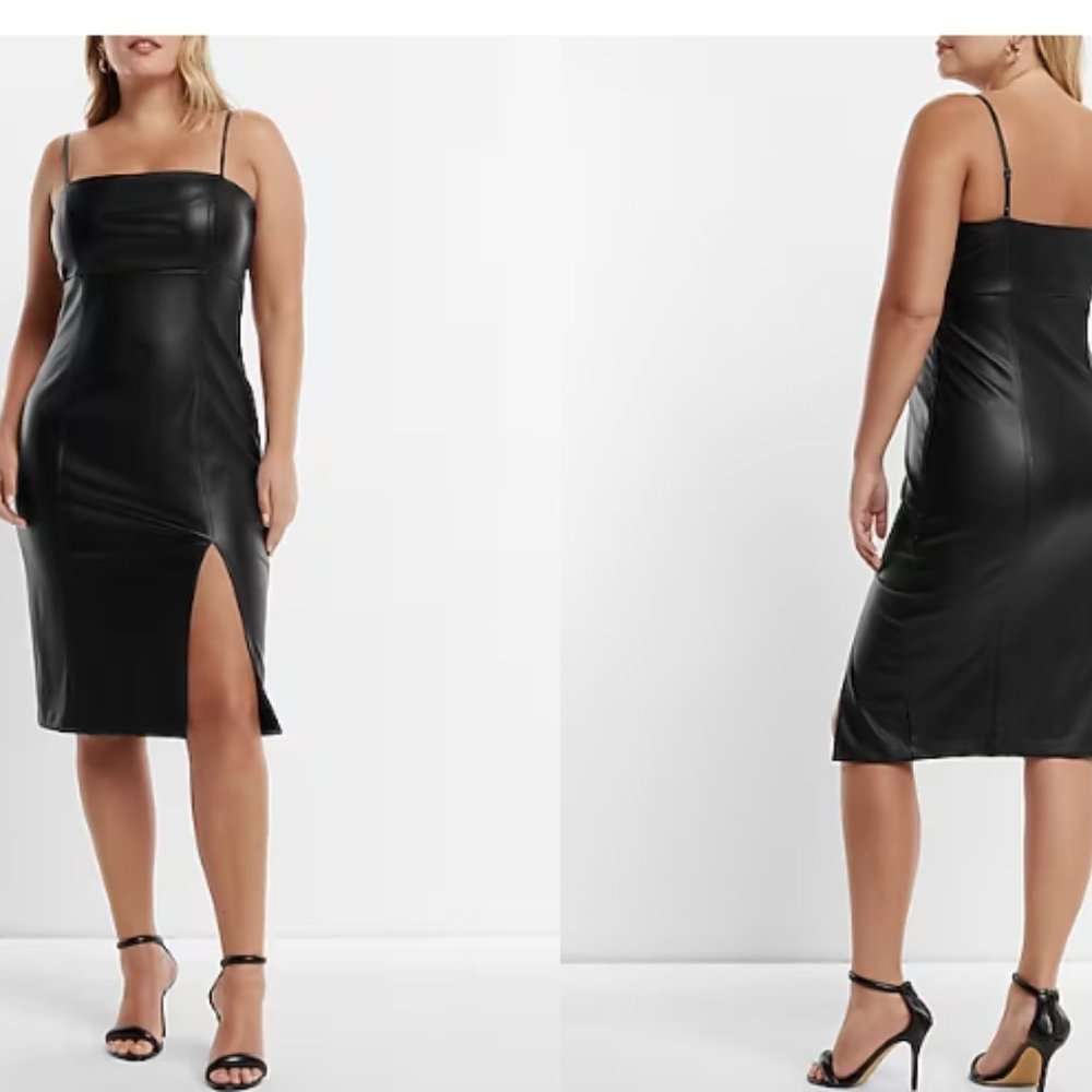 Faux Leather Midi Dress